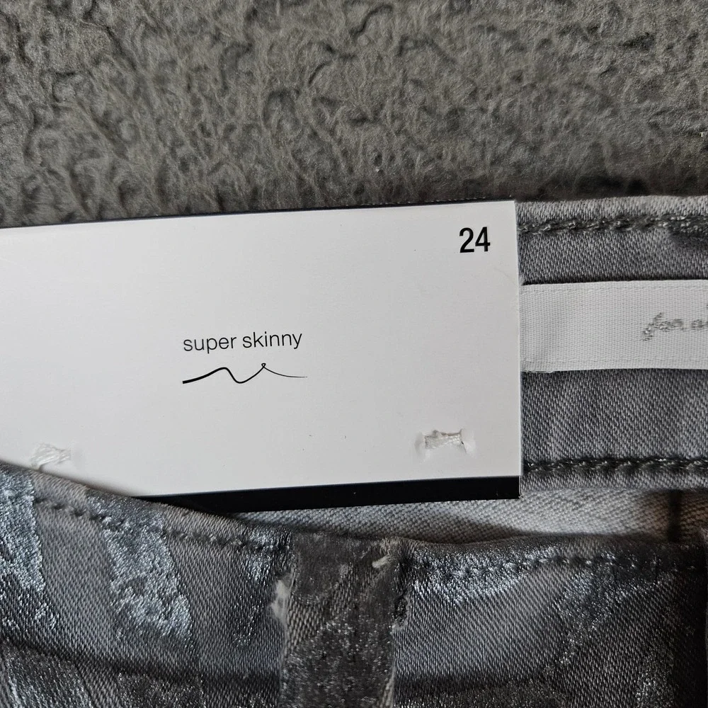 7 For All Mankind Womens Super Skinny Jeans Grey Zebra Metallic Animal Print‎ 24